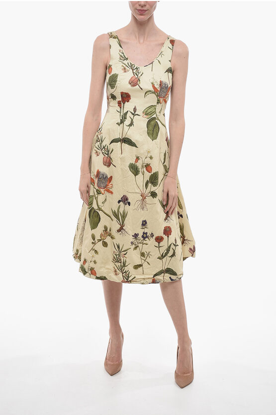 Shop Paul Harnden Shoemakers Cotton Flred Midi Dress With Floral Motif