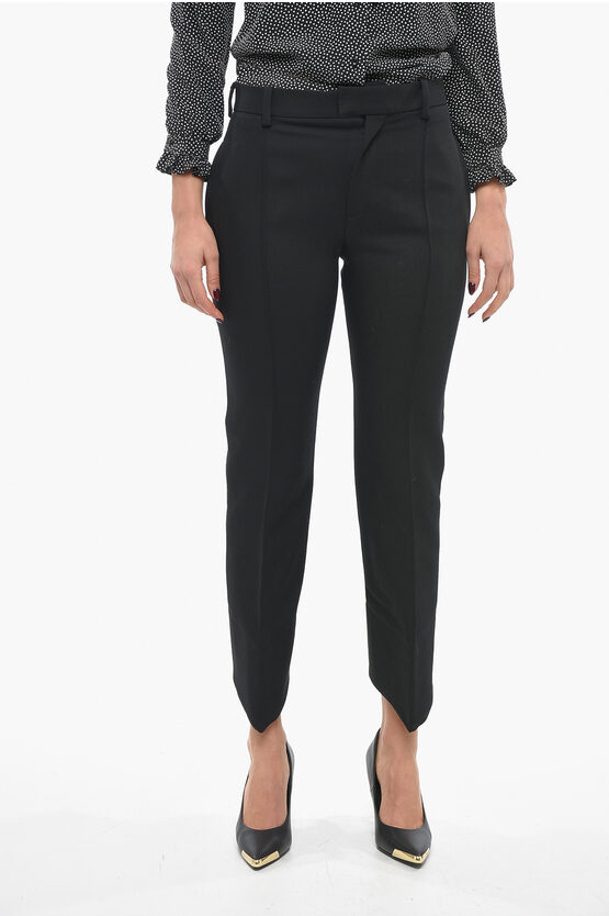 Bottega Veneta Cotton Front-pleated Pants With Curved Design In Black