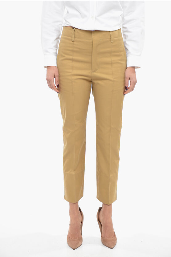 Bottega Veneta Cotton Front-pleated Tapered Fit Pants In Brown