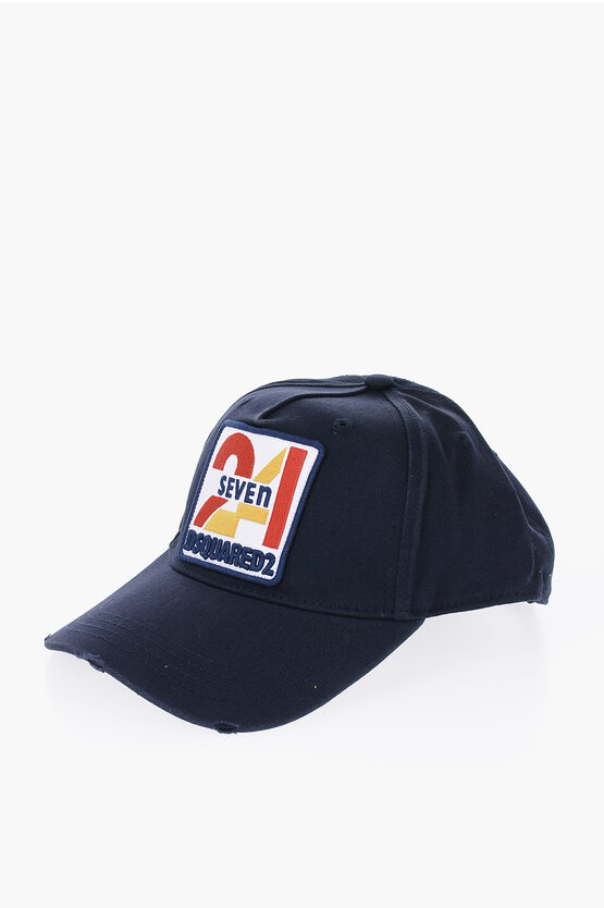 Shop Dsquared2 Cotton Gabardine Cap With Embroidered Logo Patch