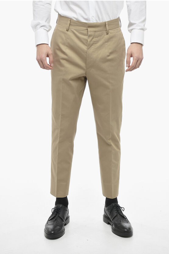 Shop Prada Cotton Gabardine Chinos Pants With Belt Loops