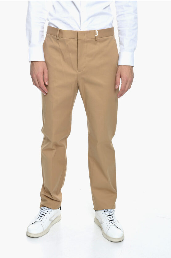Shop Valentino Cotton Gabardine Trousers With Front Pleat