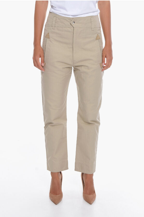 Shop Isabel Marant Cotton-gabardine Tulcen High-waisted Pants