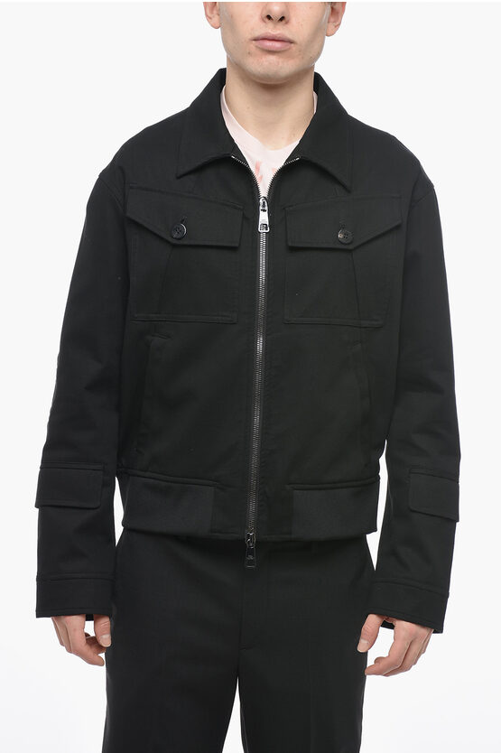 Neil Barrett Cotton Harrington Utility Jacket In Black