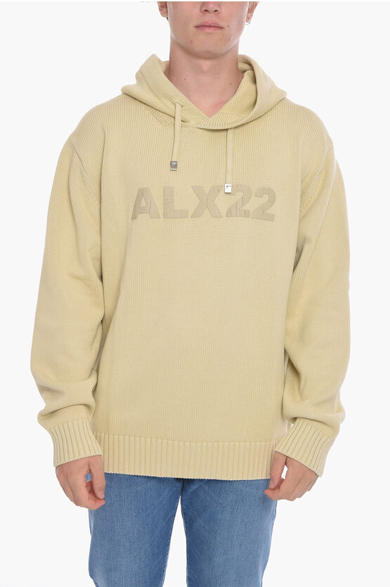 Alyx Cotton Hooded Sweater With Creped Logo In Neutral