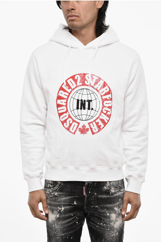 Dsquared2 Cotton Hoodie With Contrast Print