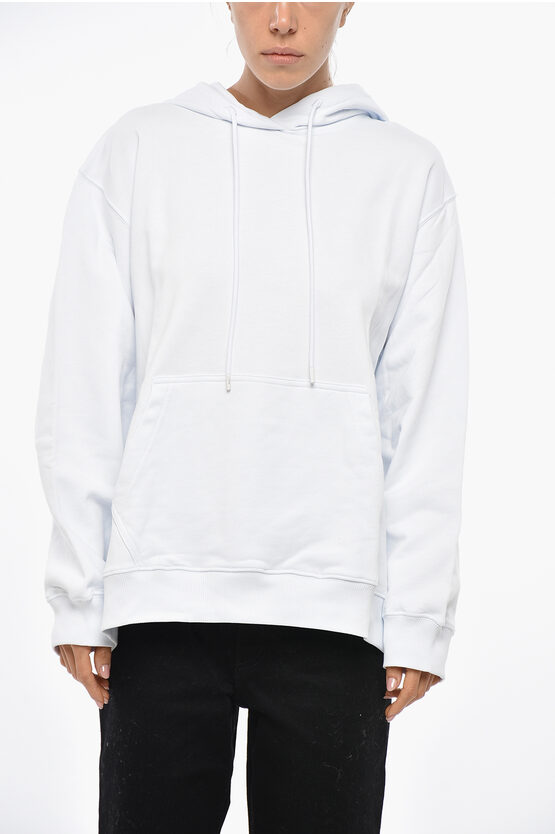 Msgm Cotton Hoodie With Contrasting Logo In White