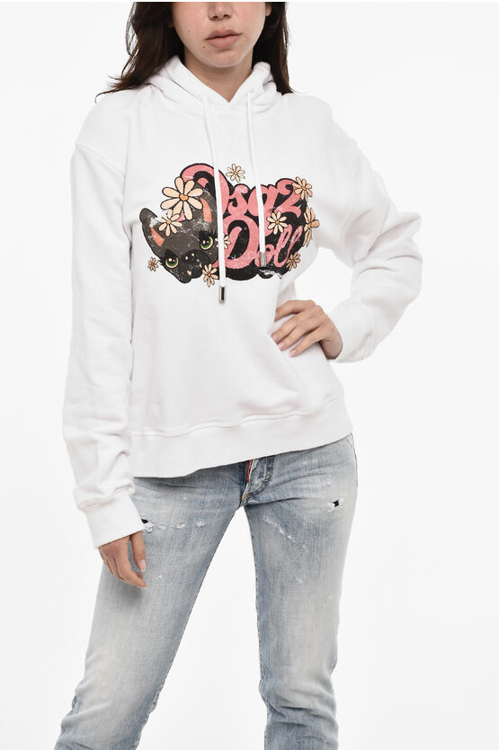 Dsquared2 Cotton Hoodie With Frontal Printed
