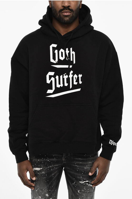 Dsquared2 Cotton Hoodie With Gothic Print