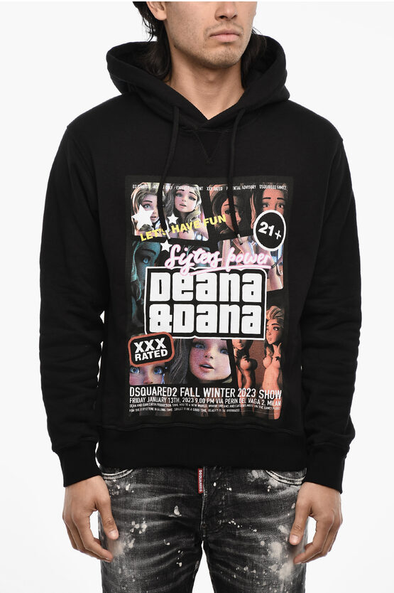 Dsquared2 Cotton Hoodie With Maxi Print