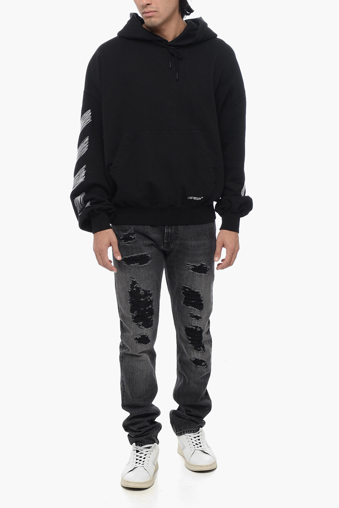 Off-White Cotton Hoodie with Patch Pocket men - Glamood Outlet