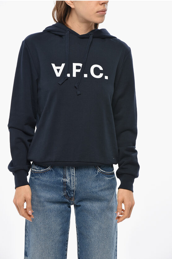 Apc Cotton Hoodie With Velvet Logo