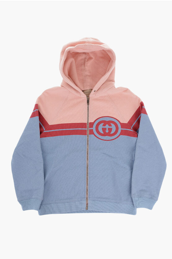 Gucci Cotton Hoodie With Zip Closure In Multi