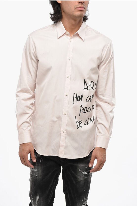 Dsquared2 Cotton How Can You Rock Shirt With Print In Pink