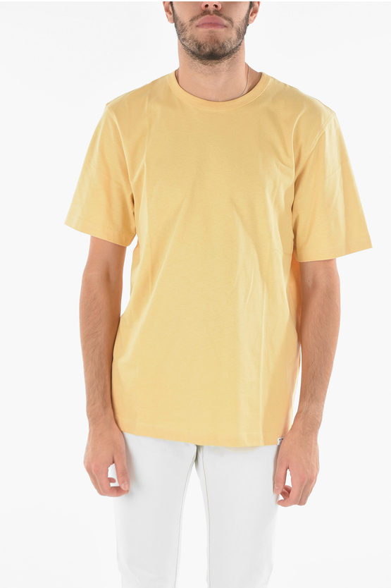 Samsoe & Samsoe Cotton Hugo Crew-neck T-shirt In Yellow