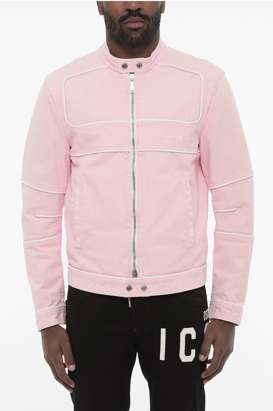 Dsquared2 Cotton Jacket Wih Zip Closure And Logo Buttons