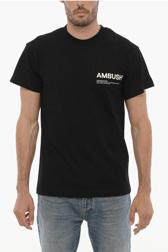 Shop Ambush Cotton Jersey Crew-neck T-shirt With Contrast Print