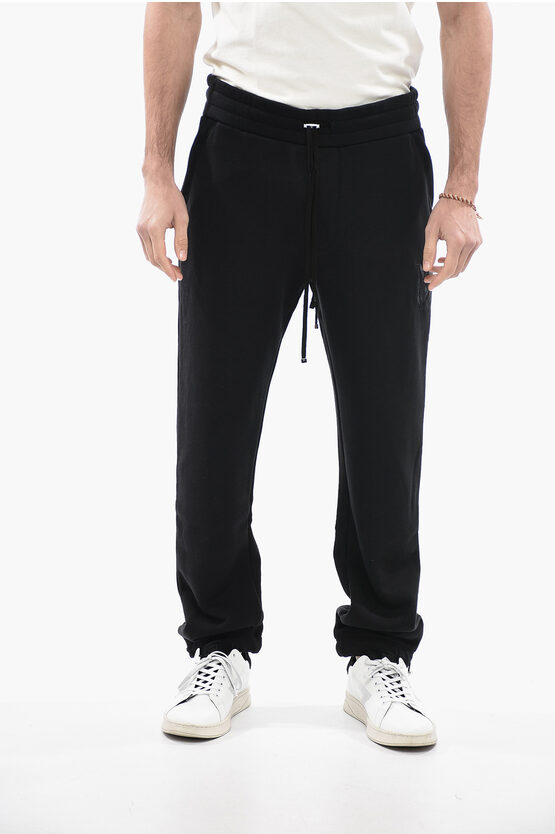 Amiri Cotton Joggers With Ankle Drawstring In Black