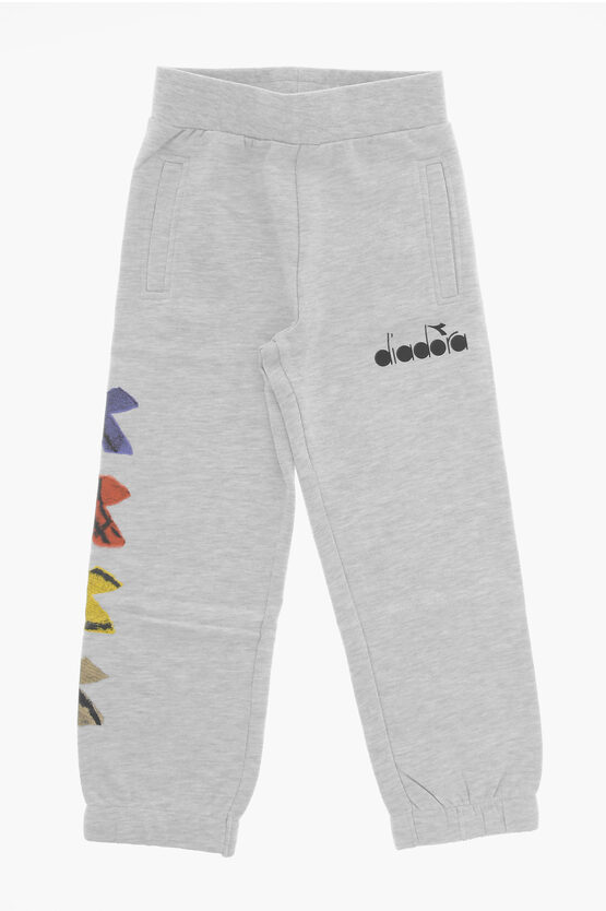 Shop Diadora Cotton Joggers With Side Printed