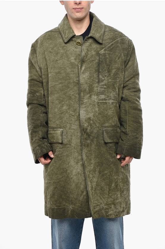 Rick Owens Cotton Jumbo Mac Single-breasted Coat With Breast Pocket In Green