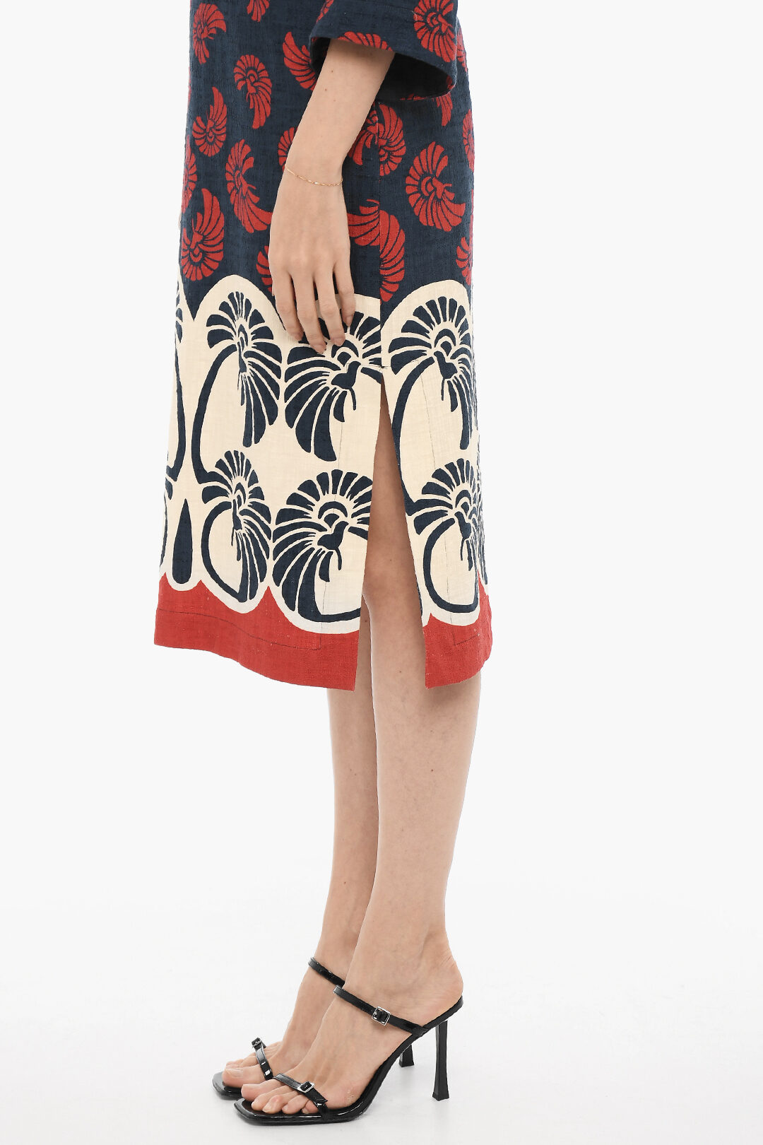 Leaf Print Plus Size Rayon Crepe Middle Slit Kaftan For Women