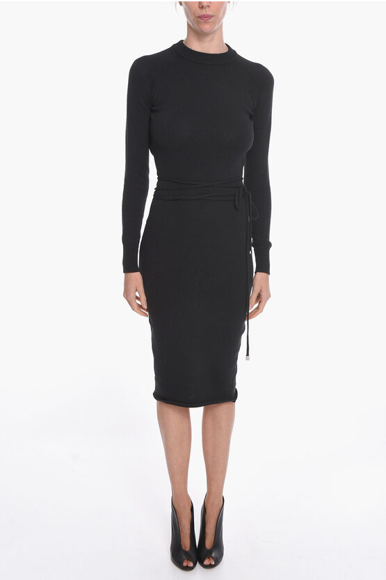 Attico Cotton-knitted Isabel Dress With Open-back In Black