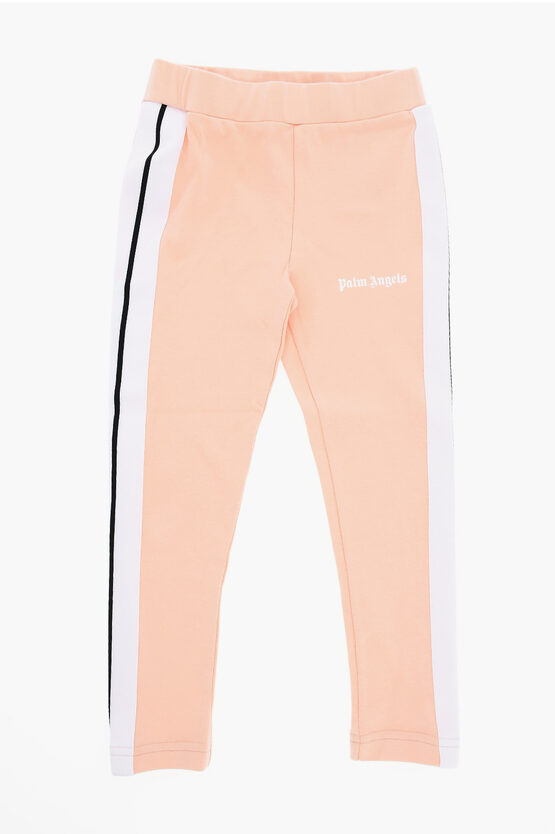 Shop Palm Angels Cotton Leggings With Contrasting Side Bands