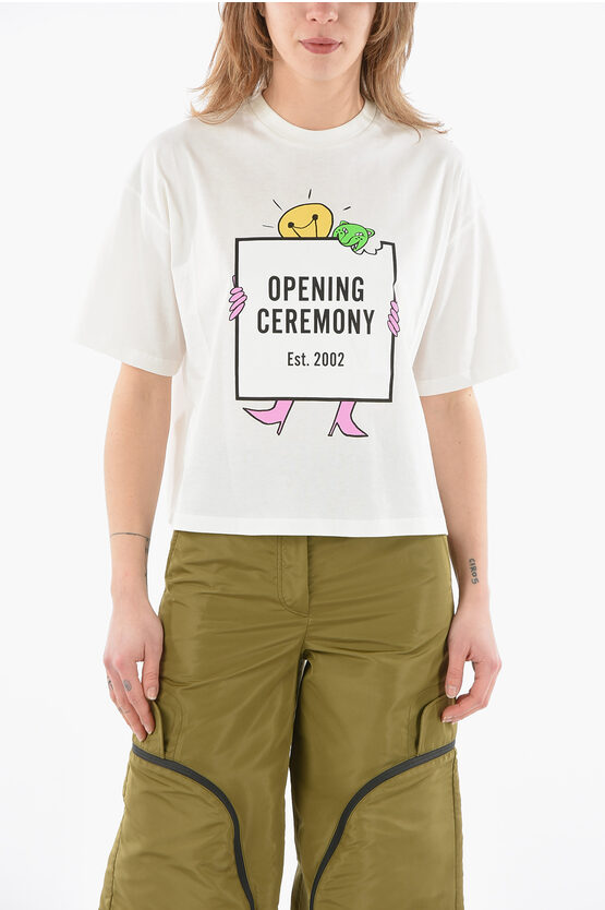 Opening Ceremony Cotton Lightbulb Boxlogo Crop T-shirt In White