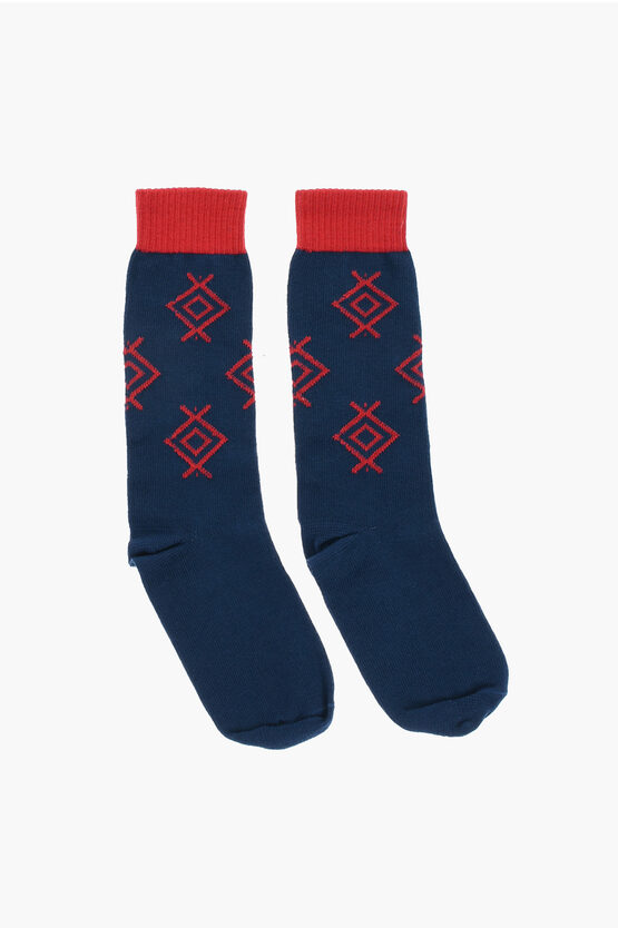 Dsquared2 Cotton Long Socks With Contrasting Details Grösse 38-39