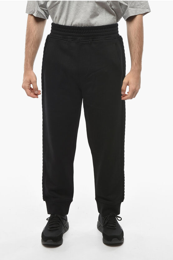 Shop Neil Barrett Cotton Loose Fit Sweatpants With Knitted Side Bands