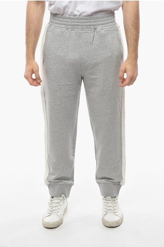 Shop Neil Barrett Cotton Loose Fit Sweatpants With Knitted Side Bands