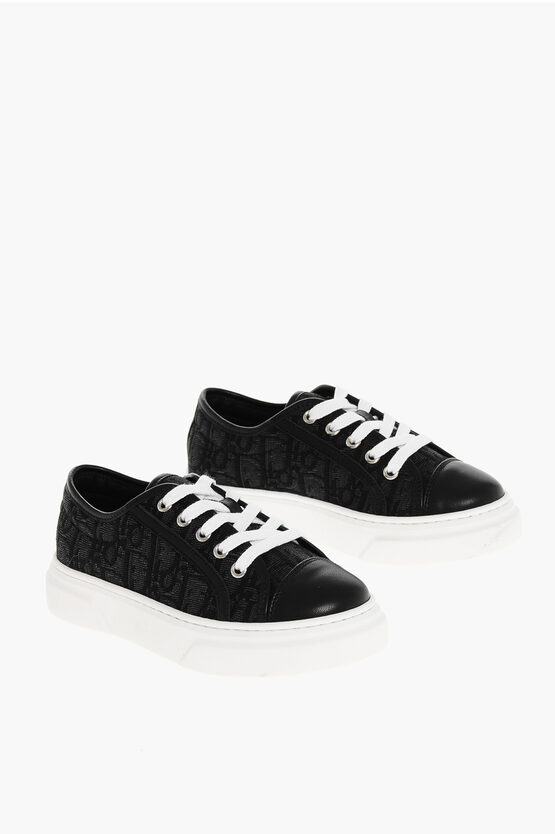 Dior Cotton Low-top Sneakers With Leather Trims In Black