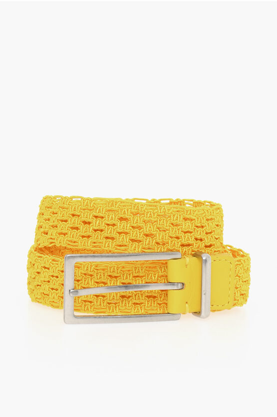 Bottega Veneta Cotton Macrame Belt With Soft-leather Details In Yellow