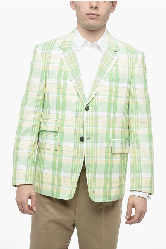 Thom Browne Cotton Madras Blazer With District Check Pattern In Multi