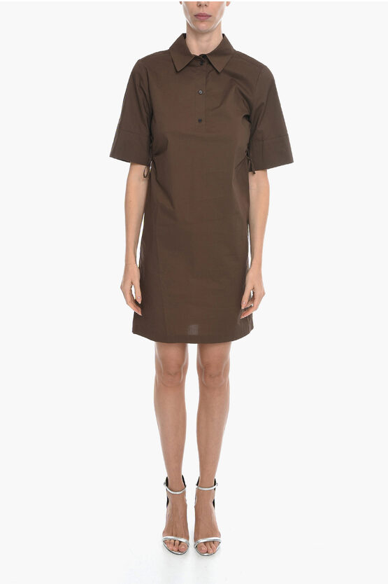 Birgitte Herskind Cotton Naja Shirtdress With Side Cut Out Details In Brown