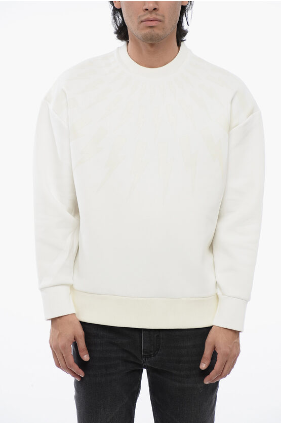 Neil Barrett Cotton Neoprene Fairisle Thunderbolt Easy Fit Sweatshirt