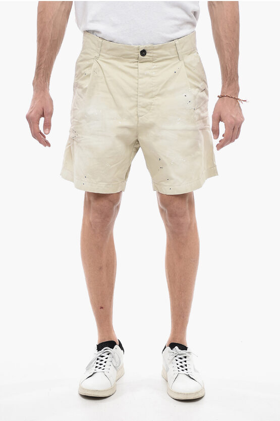 Dsquared2 Cotton New Dan Fit Shorts With Sketch Effect In Neutral