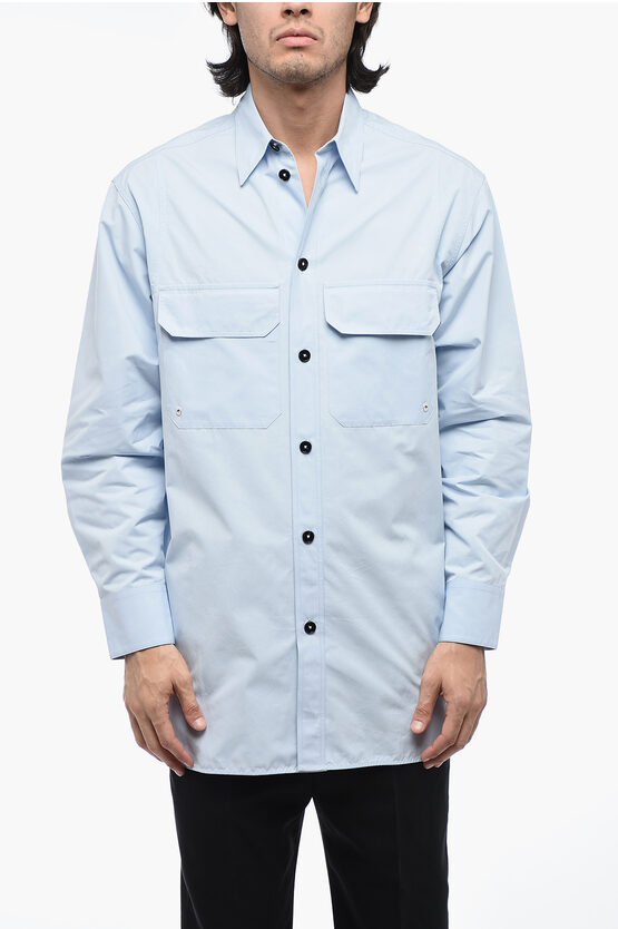 Shop Jil Sander Cotton Oversized Shirt With Pointed Collar