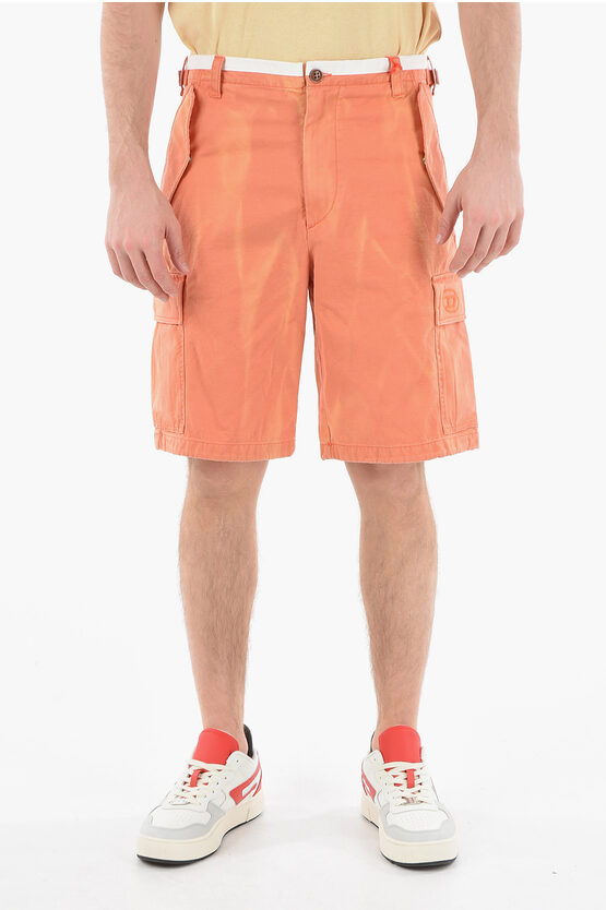 Diesel Cotton P-atlan Cargo Shorts With Belt Loops In Red