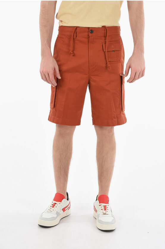 Diesel Cotton P-cor Cargo Shorts With Belt Loops In Brown