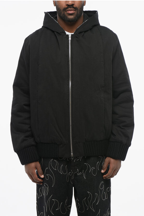Airei Cotton Padded Jacket With Hood And Knit Edge