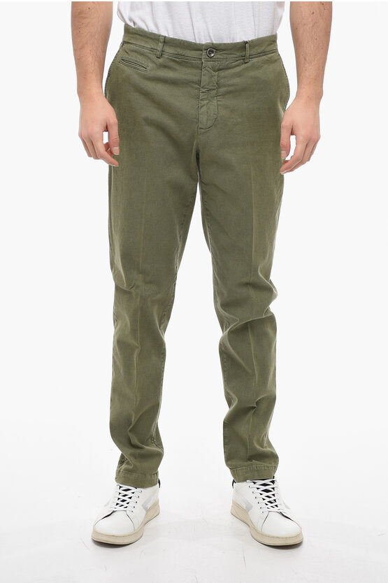 Peserico Cotton Pants With Welt Pockets In Green