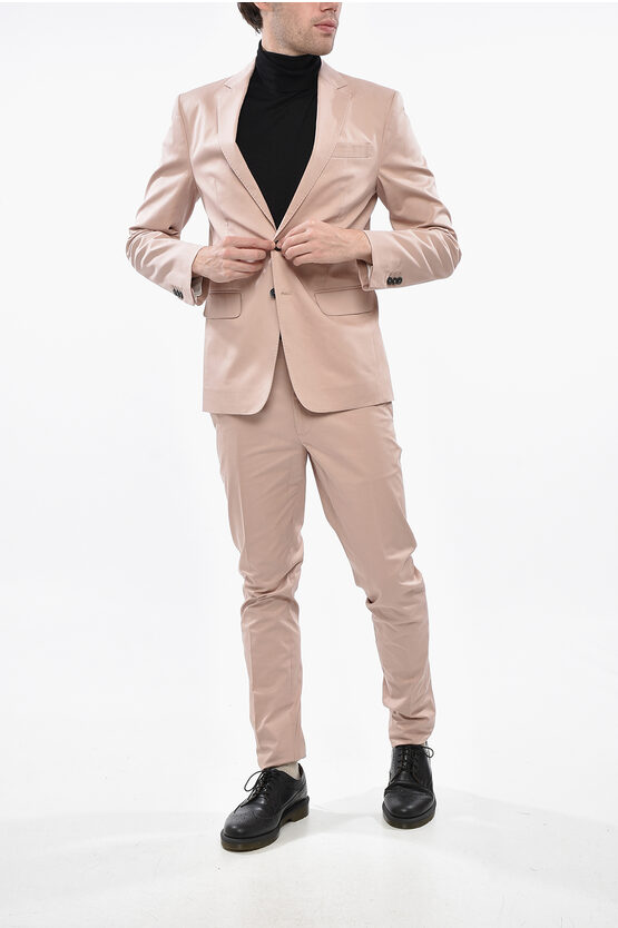 Dsquared2 Cotton Paris Side Vents 2-button Suit In Pink