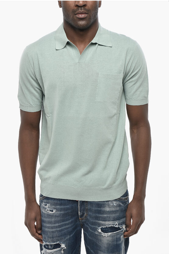 Altea Cotton Piqué Polo With Open Collar In Green