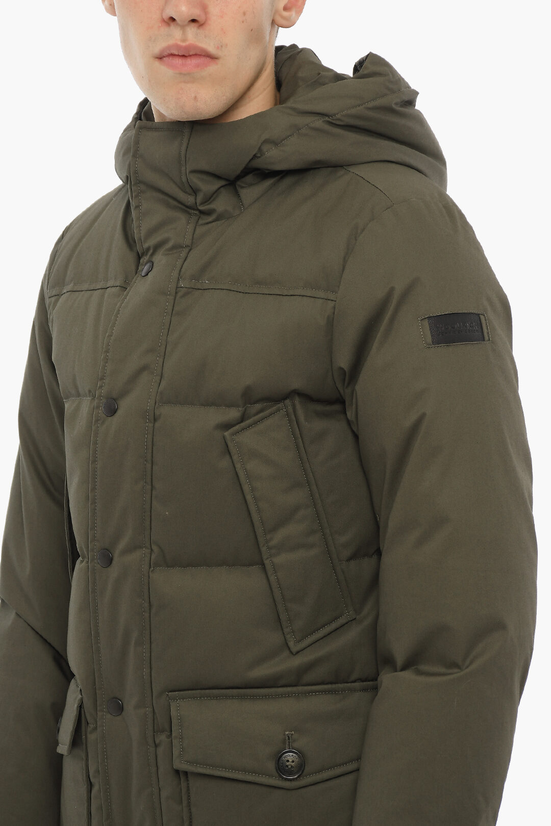 Woolrich Patch Pockets MILITARY Down Jacket with Real Fur women - Glamood  Outlet