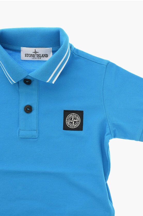 Stone Island Kids Cotton Polo T-shirt with Logo Patch unisex