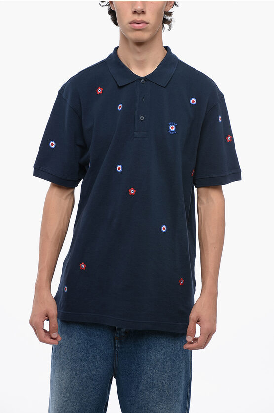 Shop Kenzo Cotton Polo With Embroidered Floral Pattern