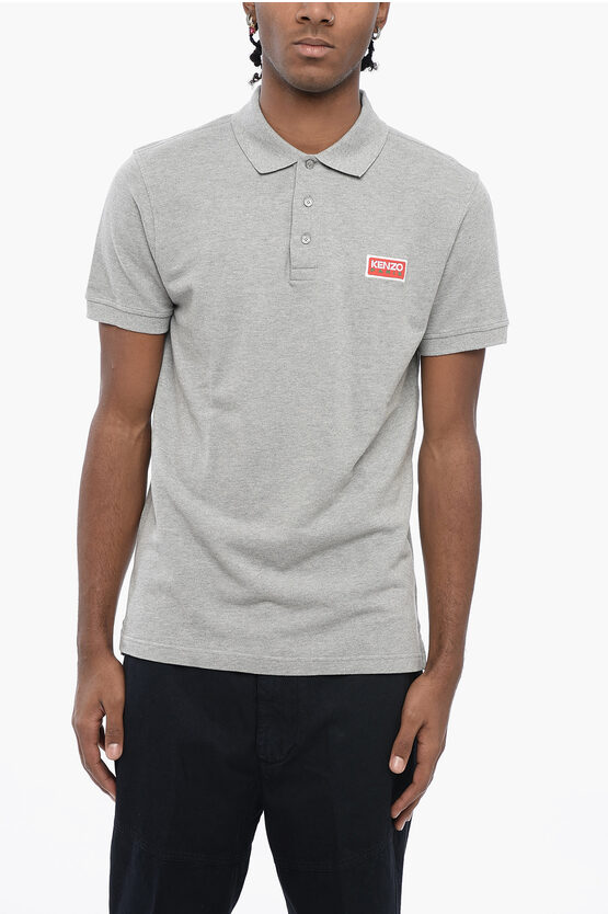 Shop Kenzo Cotton Polo With Logo Patch