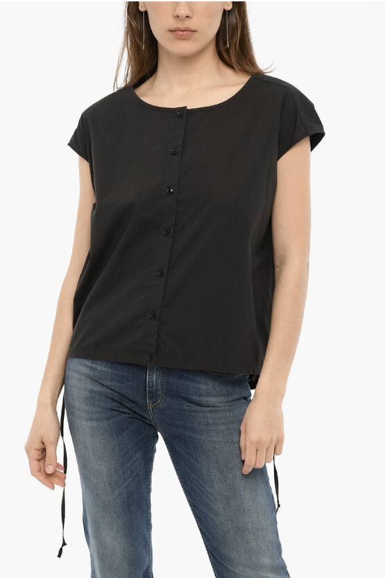 Woolrich Cotton Popeline Blouse With Laces In Black
