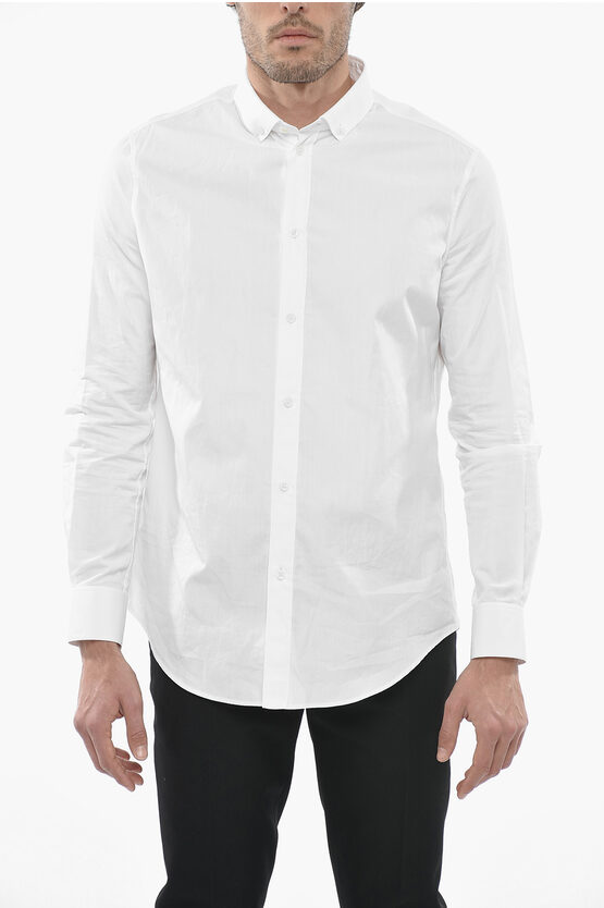 Shop Celine Cotton Popeline Shirt With Button Down Collar
